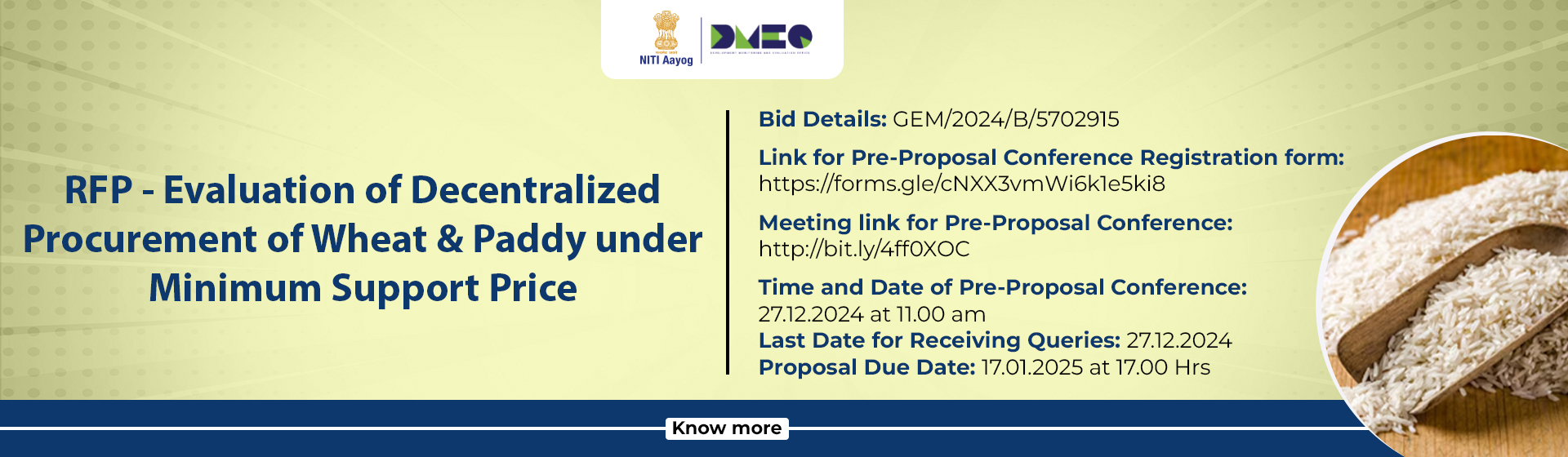 RFP- Evaluation of Decentralized Procurement of Wheat & Paddy under Minimum Support Price